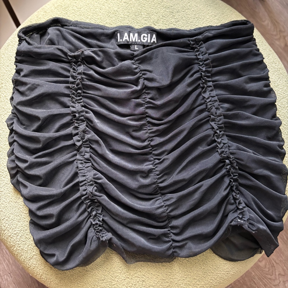 I AM GIA black ruffle mini skirt